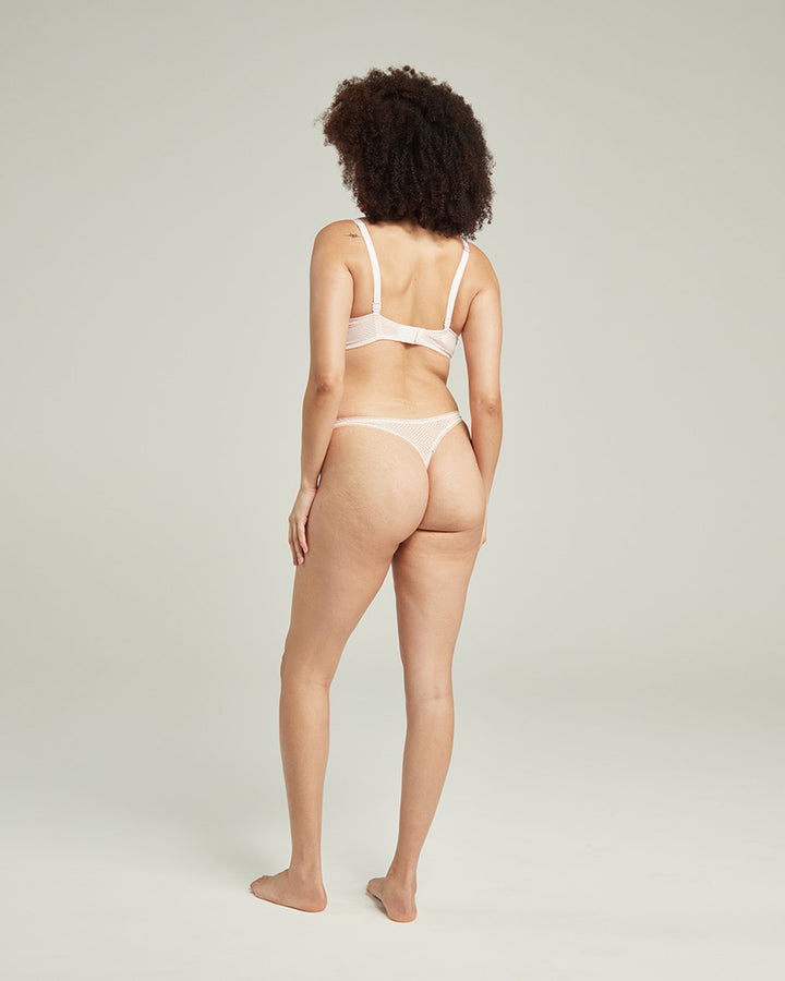 The Sheer Deco Barely There Thong - Blush Pink