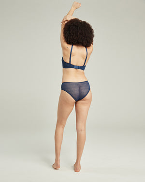The Sheer Deco Hipster Brief - Navy