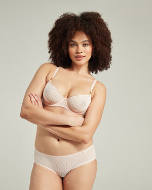 The Sheer Deco Hipster Brief - Blush Pink