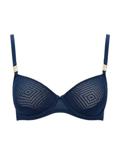 The Sheer Deco Lift Balcony Bra - Navy