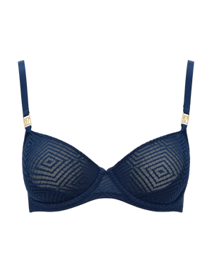 The Sheer Deco Lift Balcony Bra - Navy