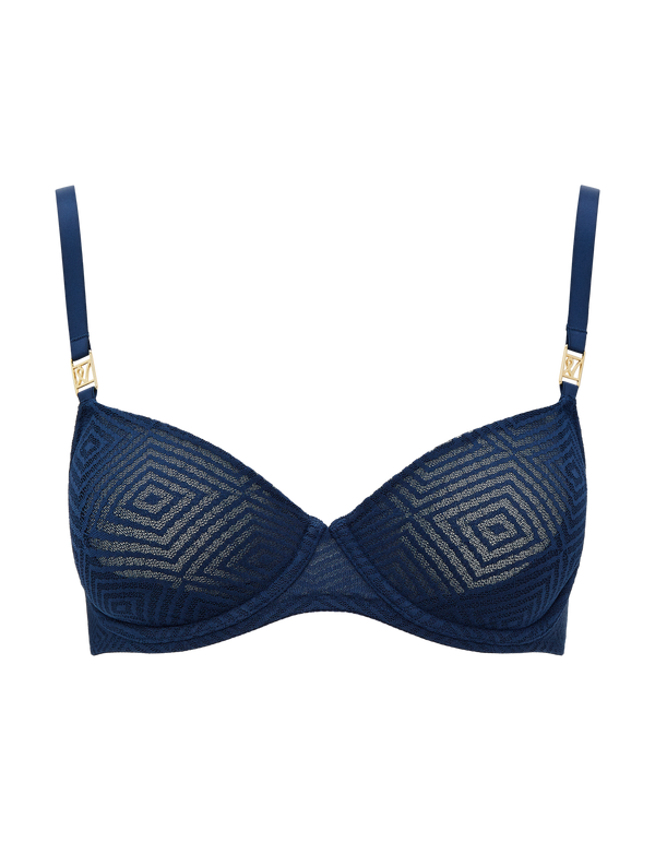 The Sheer Deco Lift Balcony Bra - Navy