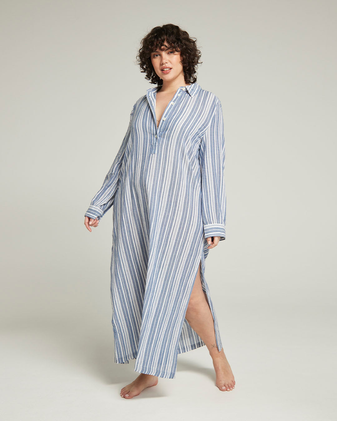 The Maxi Shirt - French Navy Stripe