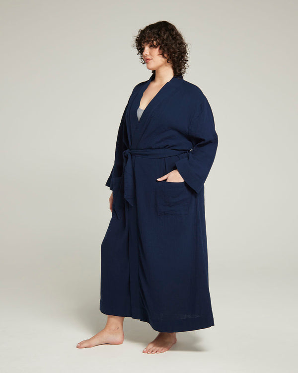 The Classic Belted Robe  - Navy