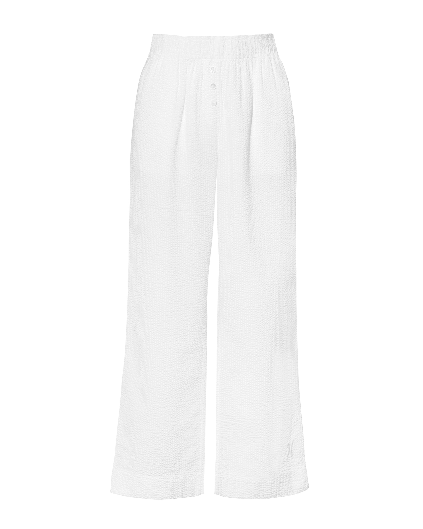 Seersucker Button Trouser - White