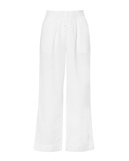 Seersucker Button Trouser - White