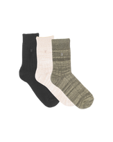 The Organic Cotton Socks 3 Pack - Black/Oatmeal/Sage