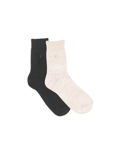 The Organic Cotton Socks 2 Pack - Black/Oatmeal