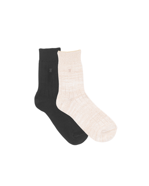 The Organic Cotton Socks 2 Pack - Black/Oatmeal