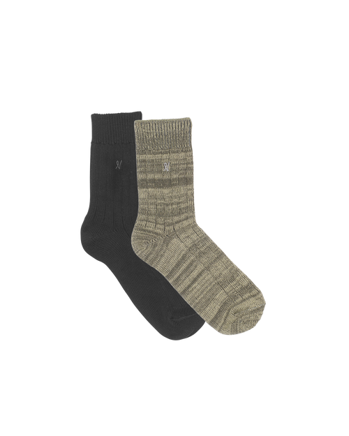 The Organic Cotton Socks 2 Pack - Black/Sage