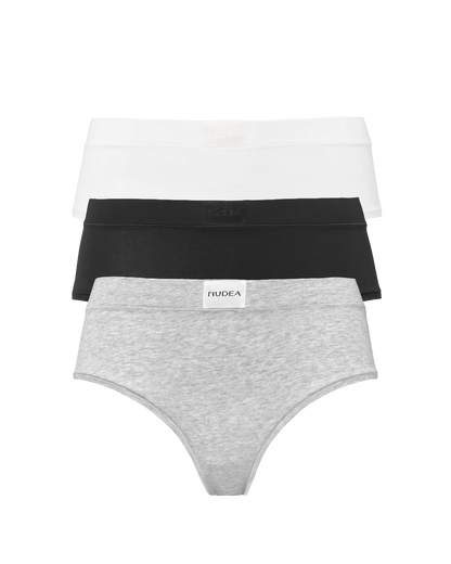 Cotton Modal Hipster 3 Pack - Black, White & Grey Marl