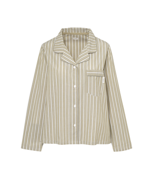 The Classic Poplin PJ Set  - Pistachio Stripe