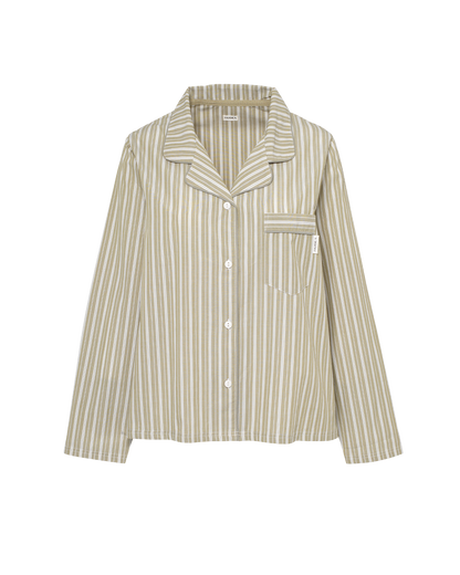 The Classic Poplin PJ Set  - Pistachio Stripe