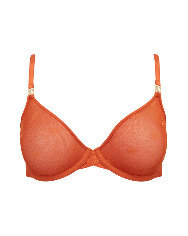 The Demi Bra in Logo Mesh - Burnt Orange