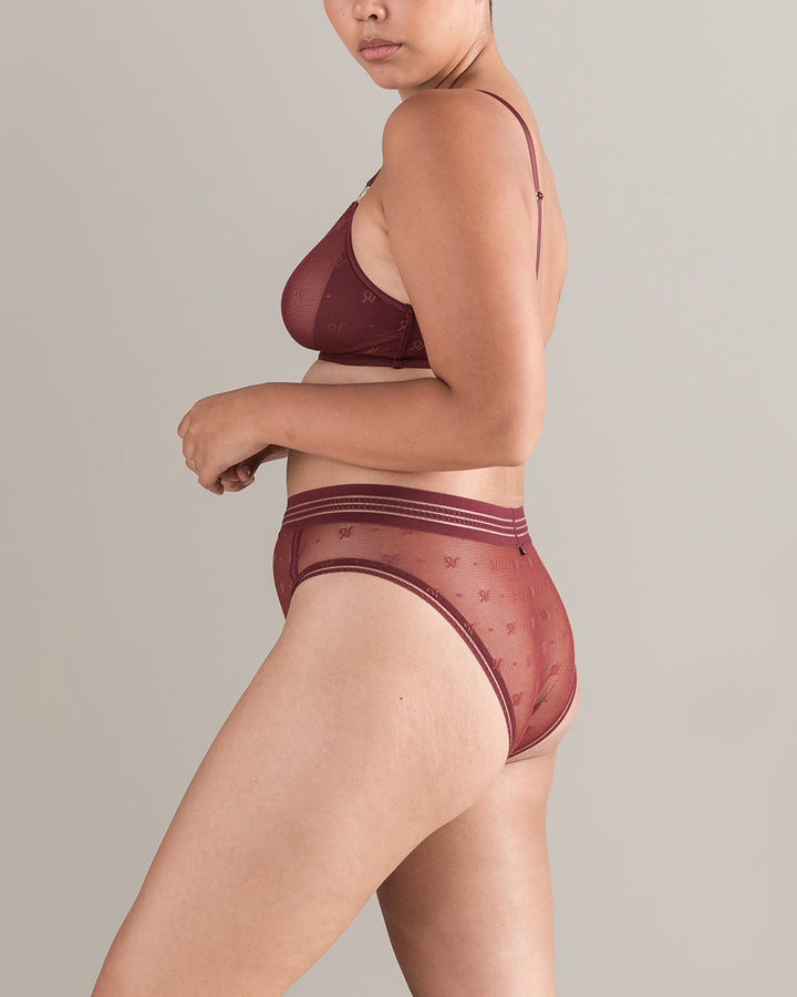 The Brazilian Brief Logo Mesh - Merlot