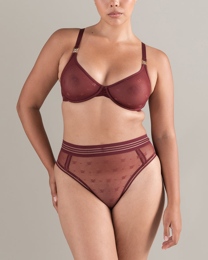 The Brazilian Brief Logo Mesh - Merlot