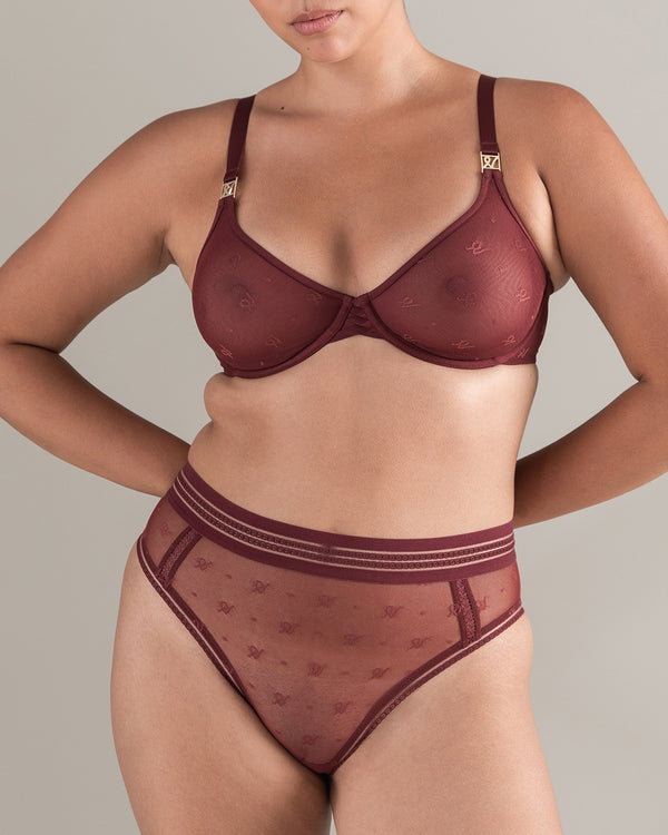 The Brazilian Brief Logo Mesh - Merlot