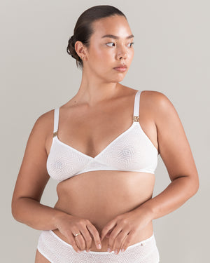 The Sheer Deco Easy Does It Bralette - Cotton White