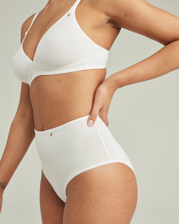 The Stretch High Waisted Brief - Cotton White