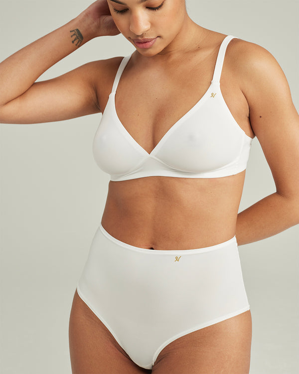 The Stretch High Waisted Brief - Cotton White