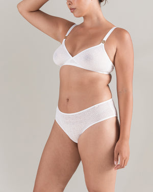 The Sheer Deco Hipster Brief - Cotton White