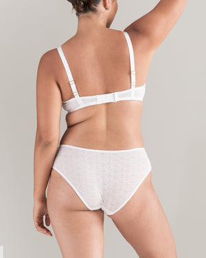 The Sheer Deco Hipster Brief - Cotton White