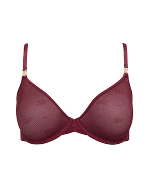 The Demi Bra in Logo Mesh - Merlot