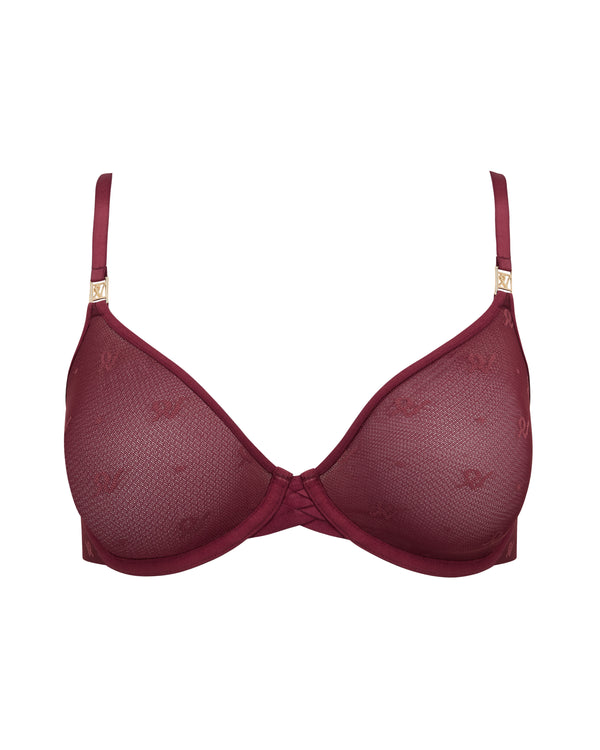 The Demi Bra in Logo Mesh - Merlot