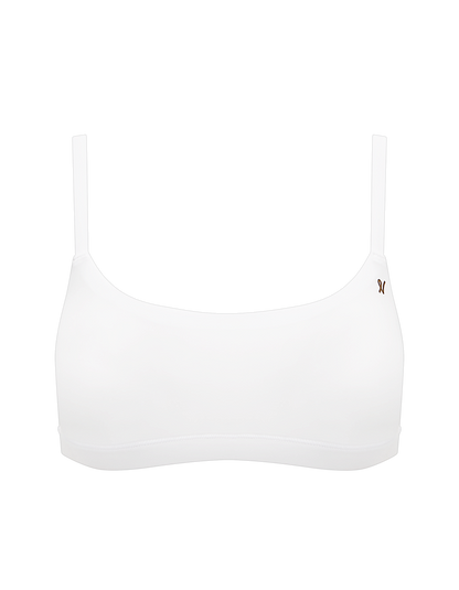 The Stretch Scoop Neck Bralette - Cotton White