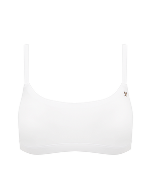 The Stretch Scoop Neck Bralette - Cotton White