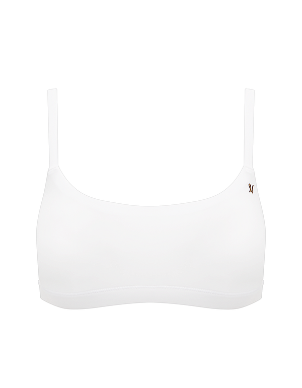 The Stretch Scoop Neck Bralette - Cotton White
