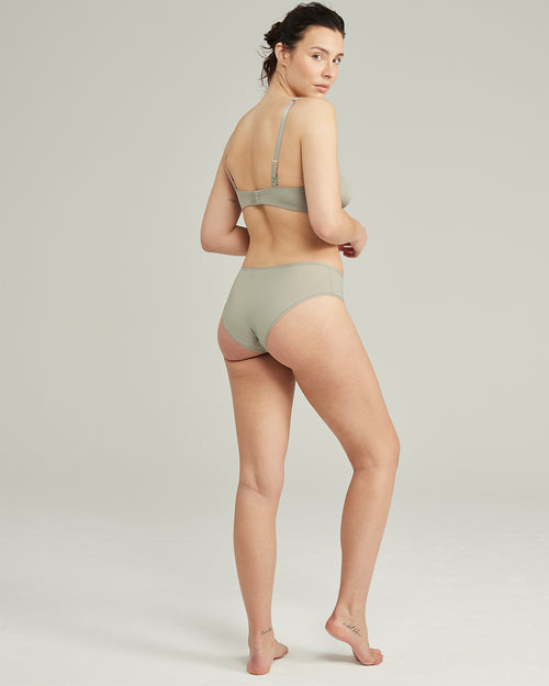 The Stretch Mid Rise Bikini Brief - Sage Green