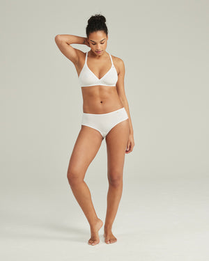 The Stretch Mid Rise Bikini Brief - Cotton White