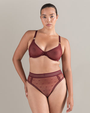 The Demi Bra in Logo Mesh - Merlot