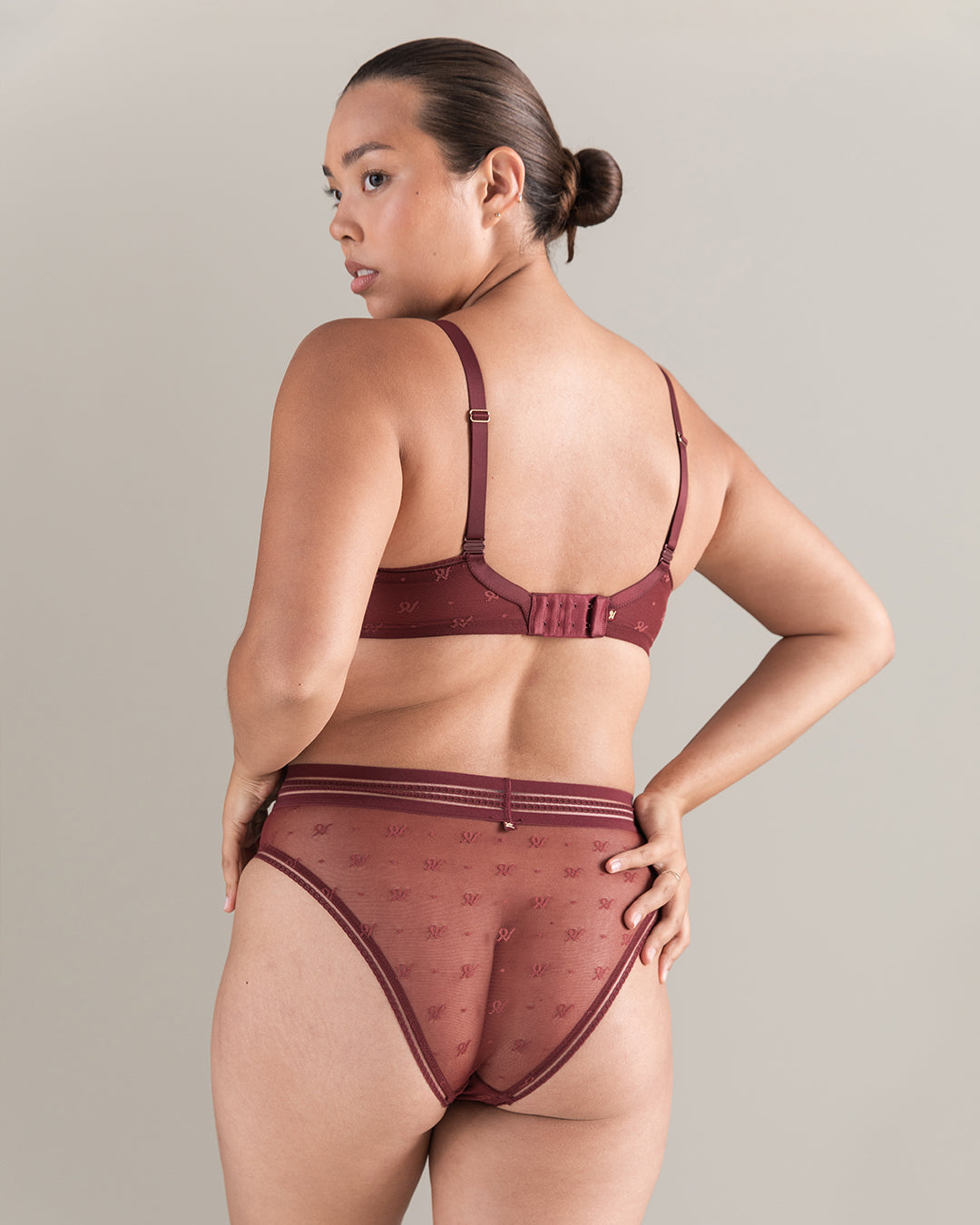 The Demi Bra in Logo Mesh - Merlot